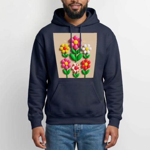 3D Flowers and Butterflies in Amber, Floral Design - Gildan Heavy Blend Adult Hoodie
