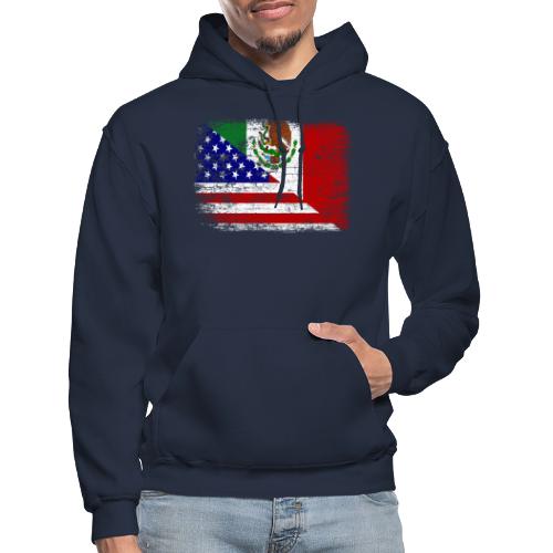 Vintage Mexican American Flag - Gildan Heavy Blend Adult Hoodie