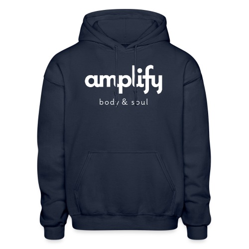 amplify logo // white - Gildan Heavy Blend Adult Hoodie
