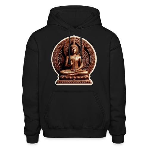 Buddha Statue in meditation and Hand Mudra - Heavyweight Unisex Hoodie by Gildan