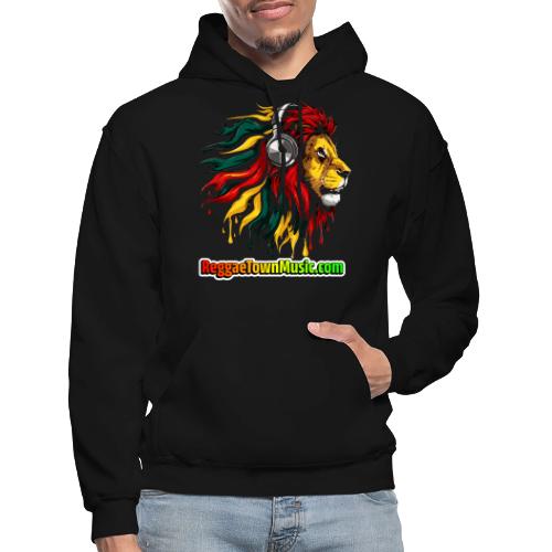 Reggae Music Radio Lion Head Soundwaves design - Gildan Heavy Blend Adult Hoodie