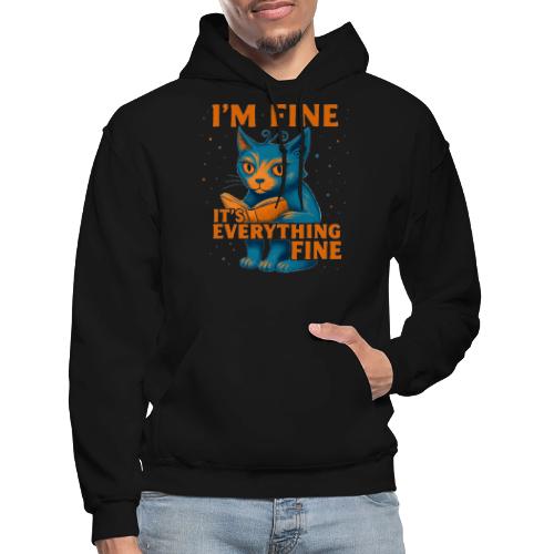 Funny Cat I’m Fine It’s Everything Fine– Retro tee - Gildan Heavy Blend Adult Hoodie