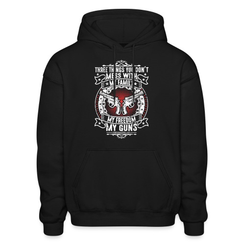Three Things You Don't Mess with WHITE - Gildan Heavy Blend Adult Hoodie