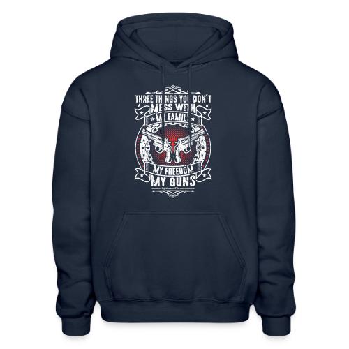 Three Things You Don't Mess with WHITE - Gildan Heavy Blend Adult Hoodie