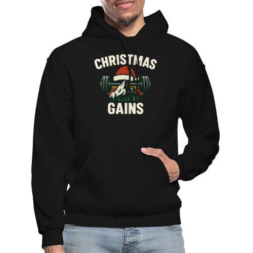 Christmas Gains – Santa Barbell Power - Gildan Heavy Blend Adult Hoodie