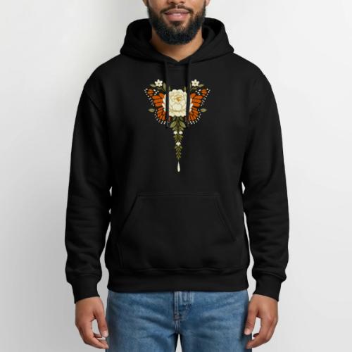 Monarch Butterfly Floral Botanical Art - Gildan Heavy Blend Adult Hoodie