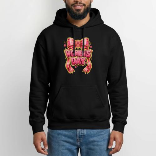 Cute Pink Bow Women’s Day Feminist Symbol - Gildan Heavy Blend Adult Hoodie