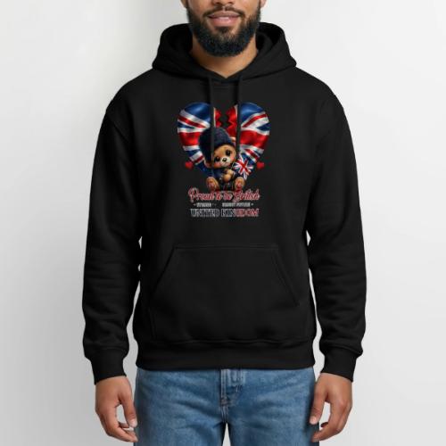 Proud to Be British Teddy Bear UK Patriot Gift - Gildan Heavy Blend Adult Hoodie