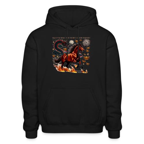 Year of the Horse Victory T Shirt, Lunar New Year - Heavyweight Unisex Hoodie by Gildan