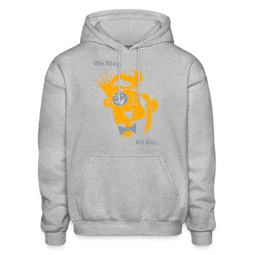 We Slay All Day Shiny Shirt Metallic Silver & Gold - Heavyweight Unisex Hoodie by Gildan