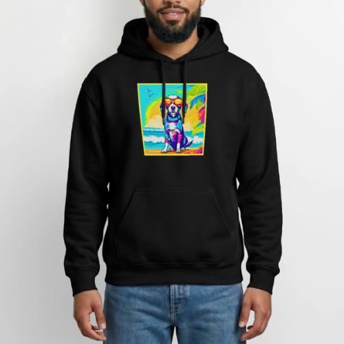Colorful Surfing Dog Painting - Gildan Heavy Blend Adult Hoodie