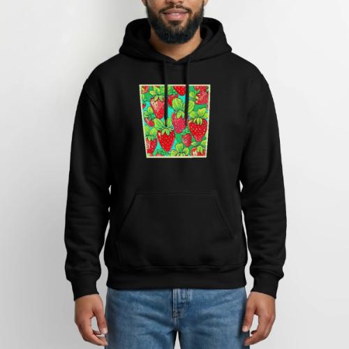 Strawberry Pop Art Pattern - Heavyweight Unisex Hoodie by Gildan