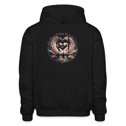 My Heart Swims Only for You Swan Heart T-Shirt - Heavyweight Unisex Hoodie by Gildan