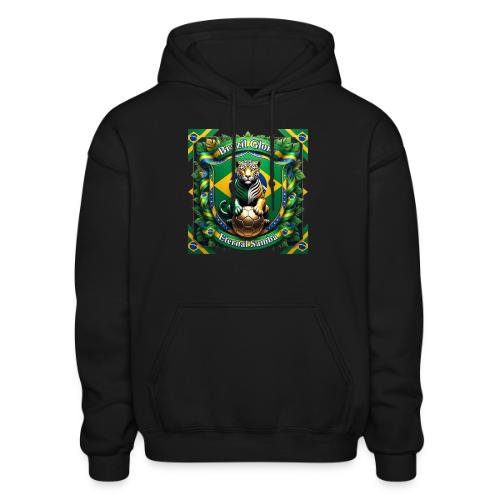 Brazil Jaguar Glory T-Shirt, Flag Pride Badge Gift - Heavyweight Unisex Hoodie by Gildan