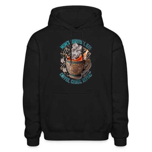 Mom's Survival Kit Tee | Coffee Chaos - Heavyweight Unisex Hoodie by Gildan