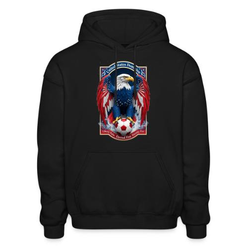 USA Eagle Emblem T Shirt, USA Soccer Pride Gift - Heavyweight Unisex Hoodie by Gildan