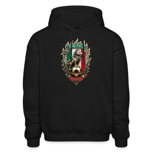 Italy Wolf Fury T-Shirt, Italian Flag Pride Gift - Heavyweight Unisex Hoodie by Gildan