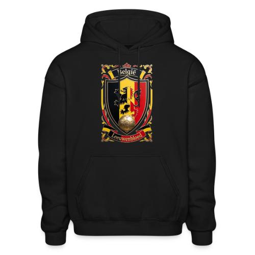 Belgium Lion Crest T-Shirt, Belgian Flag Gift - Heavyweight Unisex Hoodie by Gildan