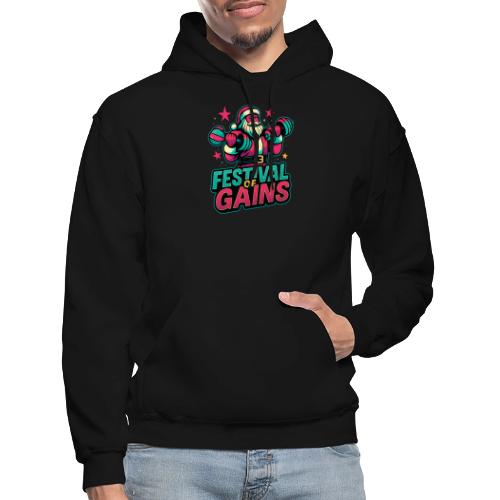 Festival of Gains Funny Gym Santa Christmas - Gildan Heavy Blend Adult Hoodie