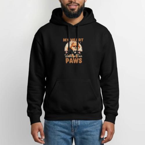 My Heart Walks on Four Paws – Pomeranian tee - Gildan Heavy Blend Adult Hoodie