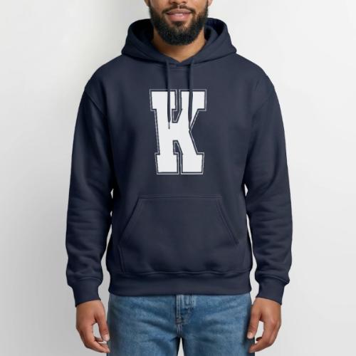 White Letter K – Varsity Alphabet Monogram - Gildan Heavy Blend Adult Hoodie