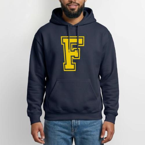 Letter F – Capital Athletic Alphabet Monogram - Heavyweight Unisex Hoodie by Gildan