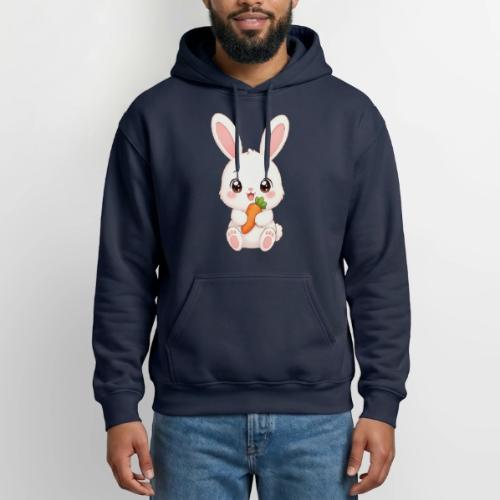 Cute Bunny Rabbit Holding Carrot – Kawaii Easter - Gildan Heavy Blend Adult Hoodie