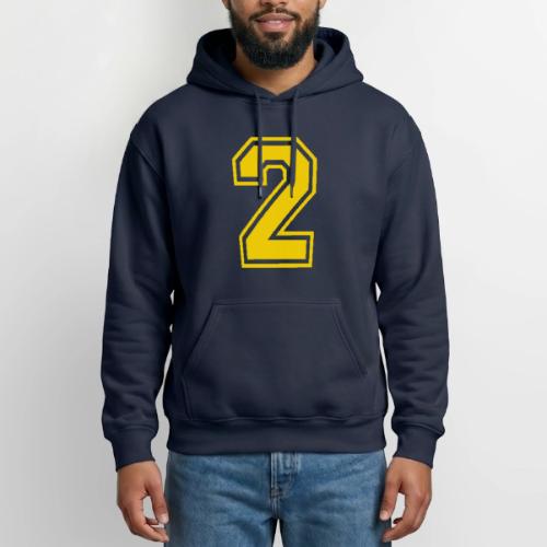 Number 2 in a classic athletic collegiate font - Heavyweight Unisex Hoodie by Gildan
