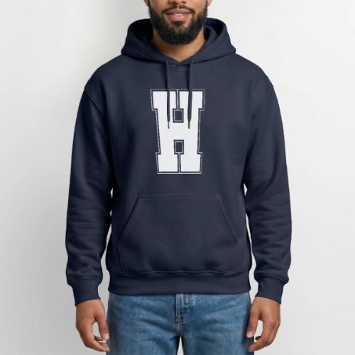 White Letter H – Varsity Alphabet Monogram - Gildan Heavy Blend Adult Hoodie