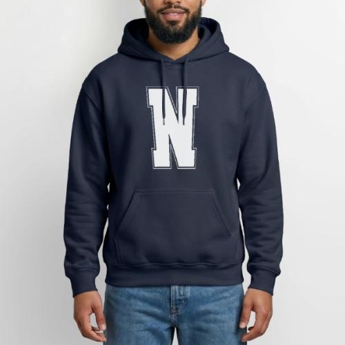 White Letter N – Varsity Alphabet Monogram - Gildan Heavy Blend Adult Hoodie