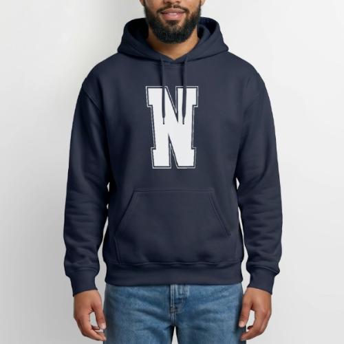 White Letter N – Varsity Alphabet Monogram - Heavyweight Unisex Hoodie by Gildan
