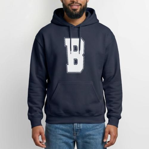 White Letter B – Varsity Alphabet Monogram - Gildan Heavy Blend Adult Hoodie