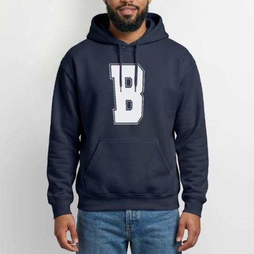 White Letter B – Varsity Alphabet Monogram - Heavyweight Unisex Hoodie by Gildan