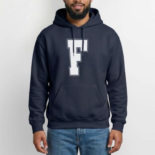 White Letter F – Varsity Alphabet Monogram - Gildan Heavy Blend Adult Hoodie