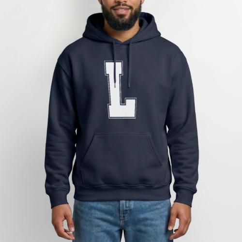 White Letter L – Varsity Alphabet Monogram - Gildan Heavy Blend Adult Hoodie