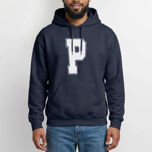 White Letter P – Varsity Alphabet Monogram - Heavyweight Unisex Hoodie by Gildan