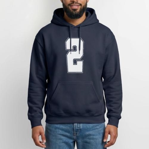 White Number 2 – Varsity Font - Gildan Heavy Blend Adult Hoodie