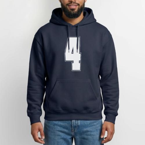 White Number 4 – Varsity Font - Gildan Heavy Blend Adult Hoodie