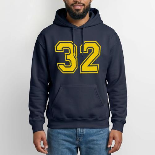 Number 32 in a classic athletic collegiate font - Heavyweight Unisex Hoodie by Gildan