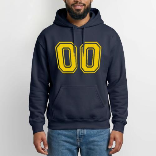 Number 00 in a classic athletic collegiate font - Heavyweight Unisex Hoodie by Gildan