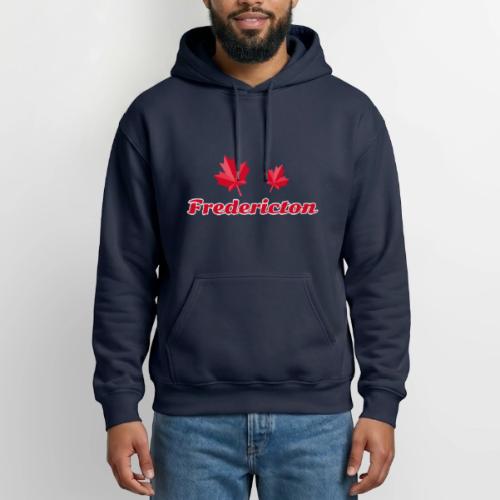 Fredericton with two red maple leaves - Heavyweight Unisex Hoodie by Gildan