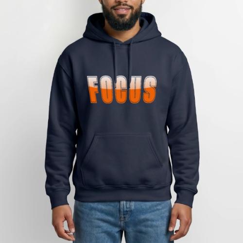 FOCUS Vibrant Orange Motivational Word Design - Heavyweight Unisex Hoodie by Gildan