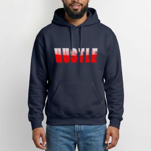 HUSTLE Bold Red Motivational Typography Design - Heavyweight Unisex Hoodie by Gildan