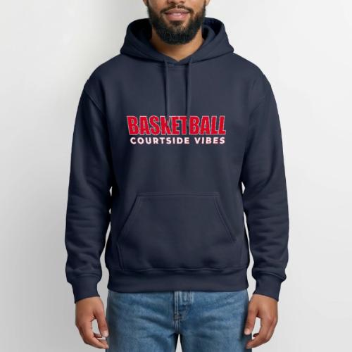 Courtside Vibes Basketball Typography Design - Heavyweight Unisex Hoodie by Gildan