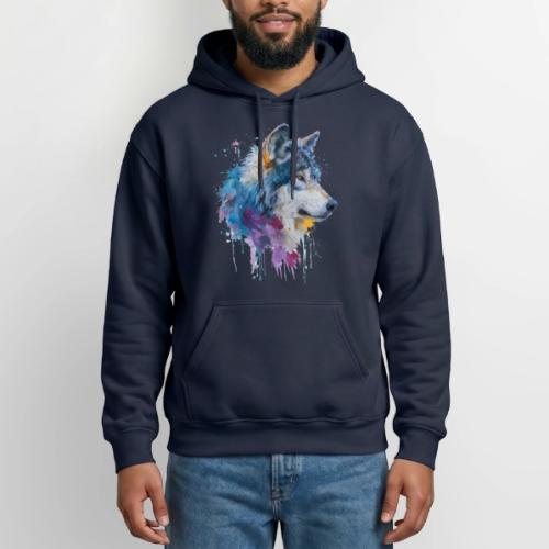 Splash-Art Wolf Head - Gildan Heavy Blend Adult Hoodie