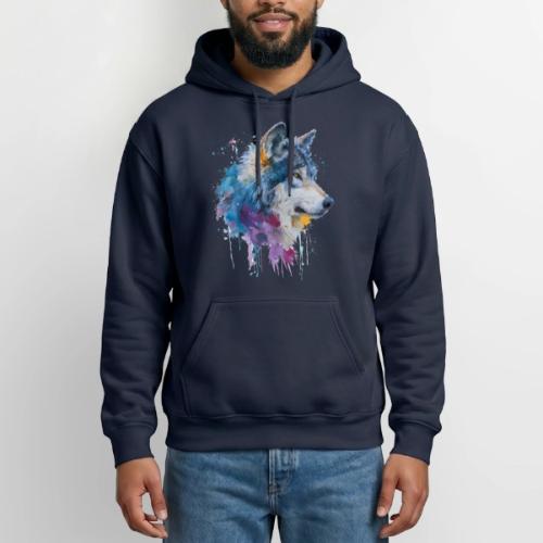 Splash-Art Wolf Head - Heavyweight Unisex Hoodie by Gildan