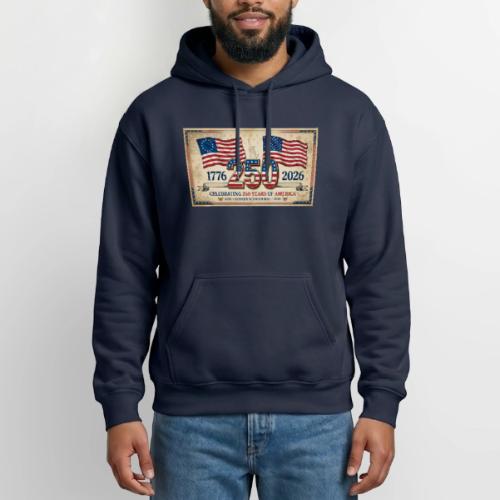 USA 250th Anniversary Flags Emblem - Heavyweight Unisex Hoodie by Gildan