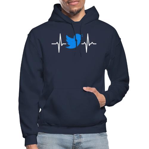 Social Media Heartbeat Blue Bird Graphic - Gildan Heavy Blend Adult Hoodie