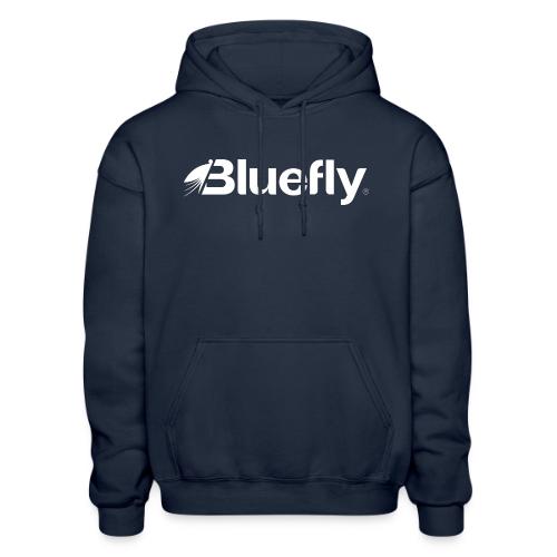 Bluefly Logotype - White - Heavyweight Unisex Hoodie by Gildan