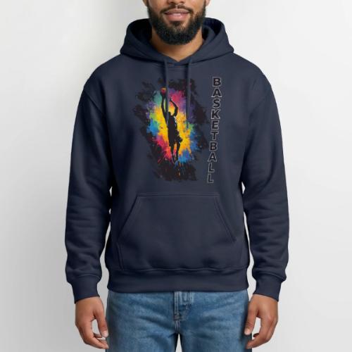 High Energy Basketball Paint Splatter Art - Gildan Heavy Blend Adult Hoodie